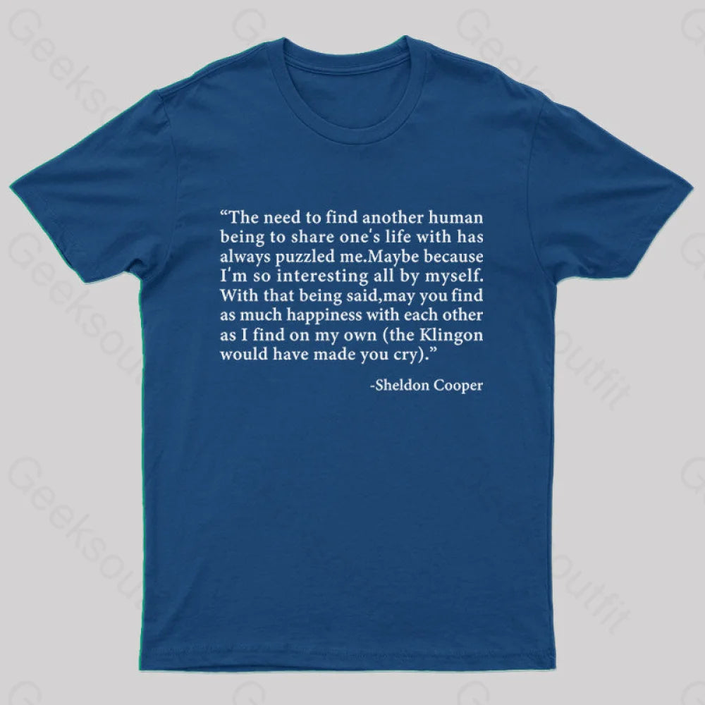 Sheldon’s Solitary Happiness T-Shirt Navy / S