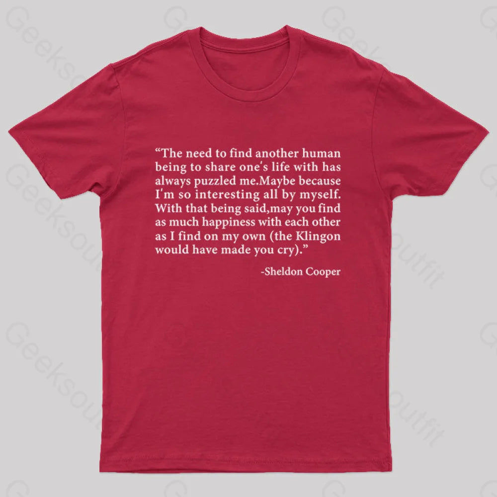 Sheldon’s Solitary Happiness T-Shirt Red / S