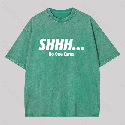 Shhh No One Cares Washed T-Shirt Grass Green / S