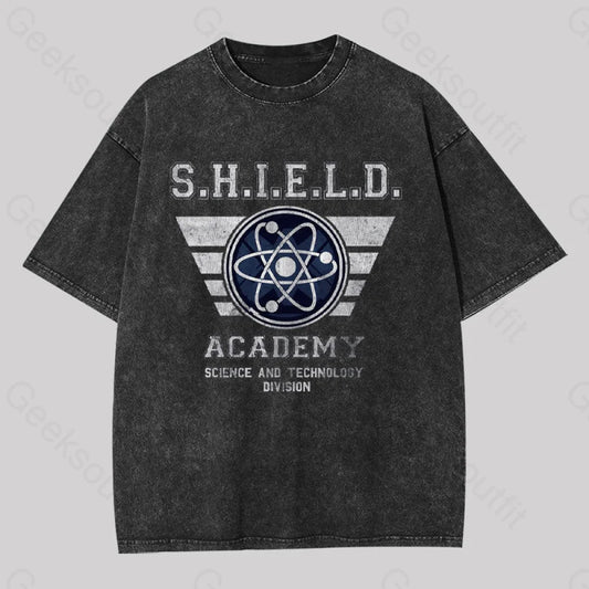 Shield U Geek Washed T-Shirt Black / S