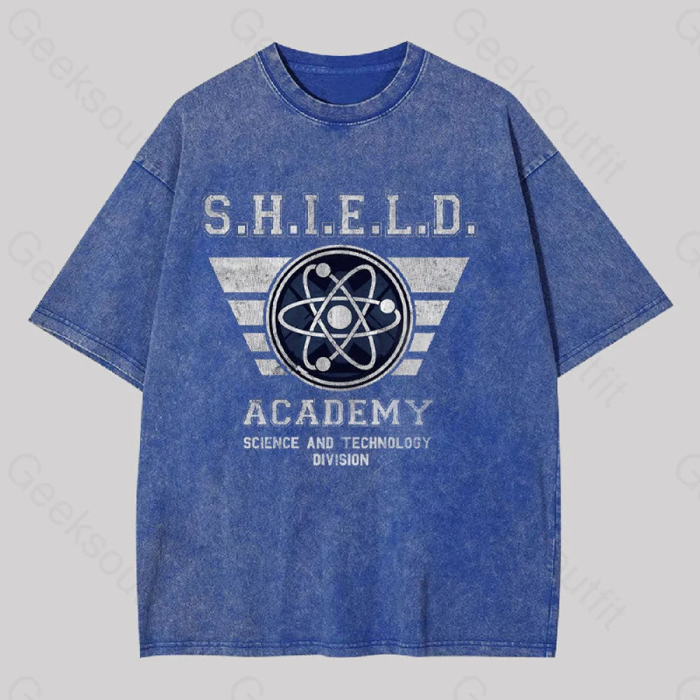 Shield U Geek Washed T-Shirt Blue / S