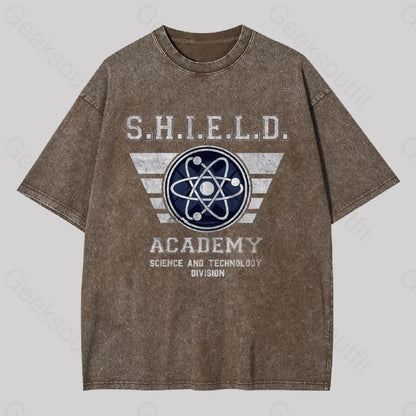 Shield U Geek Washed T-Shirt Coffee / S