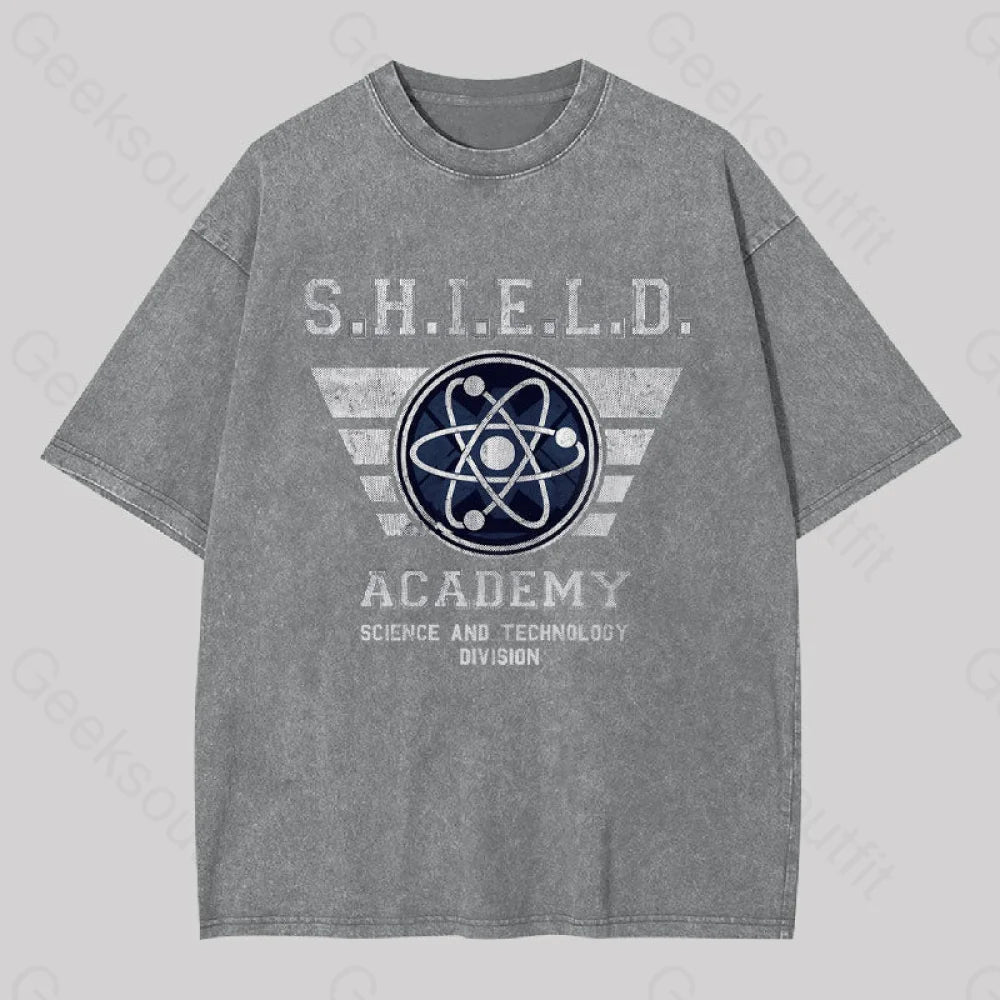 Shield U Geek Washed T-Shirt Grey / S