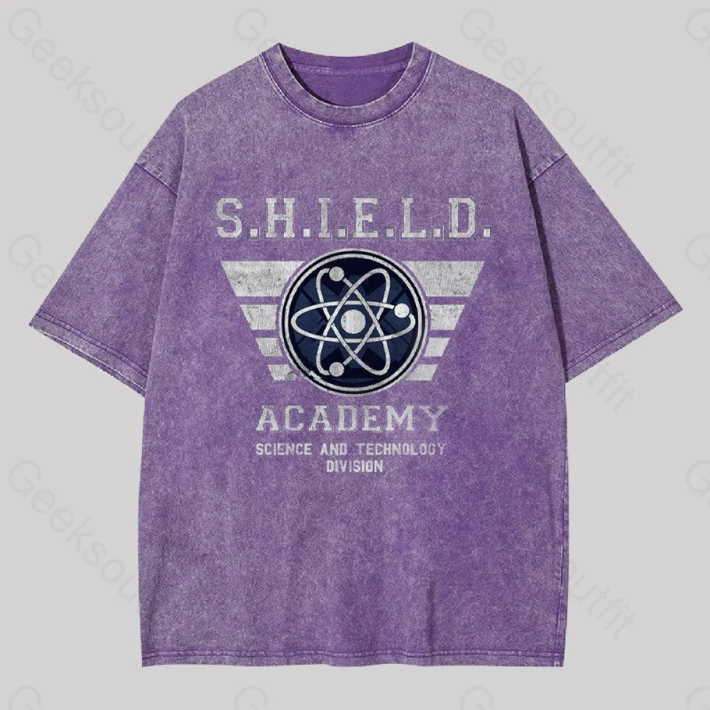 Shield U Geek Washed T-Shirt Purple / S