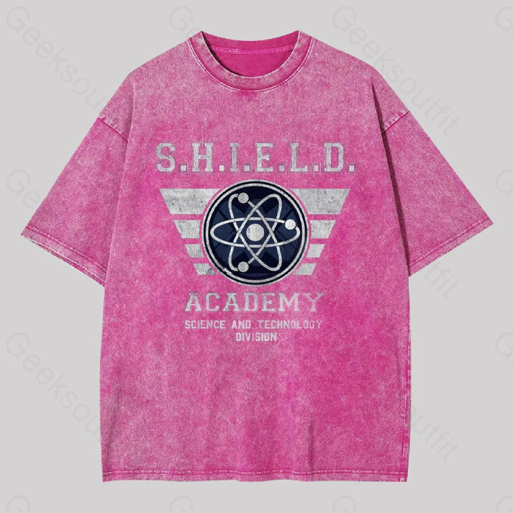 Shield U Geek Washed T-Shirt Rose Red / S