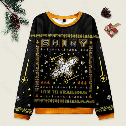 Shiny Black Ugly Christmas Sweater Men’s Style-S