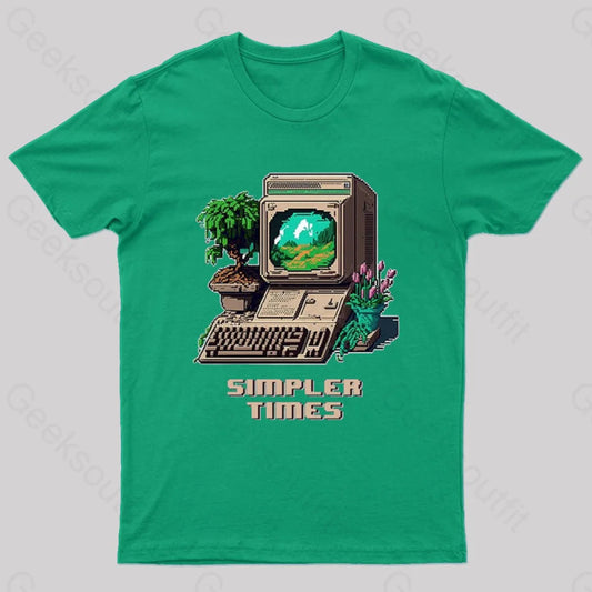 Simpler Times Geek T-Shirt Green / S