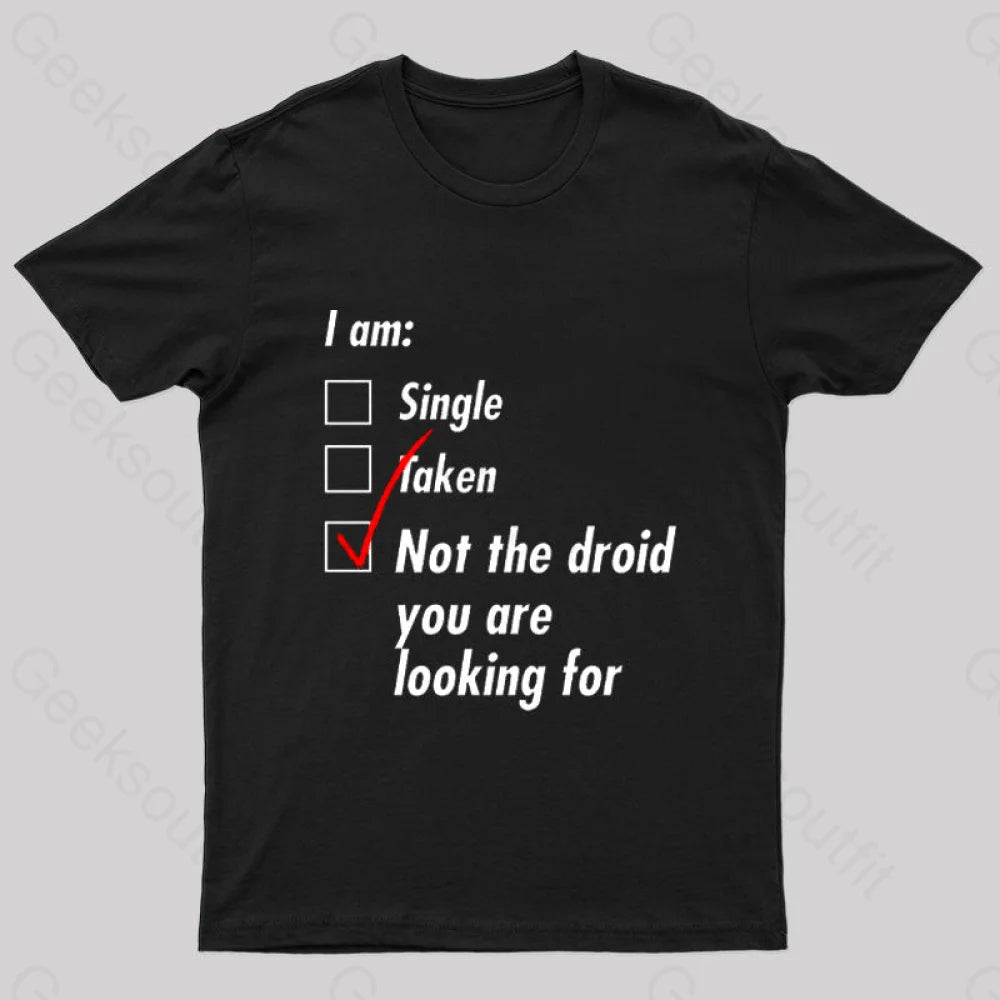 Single Taken Droid Nerd T-Shirt Black / S