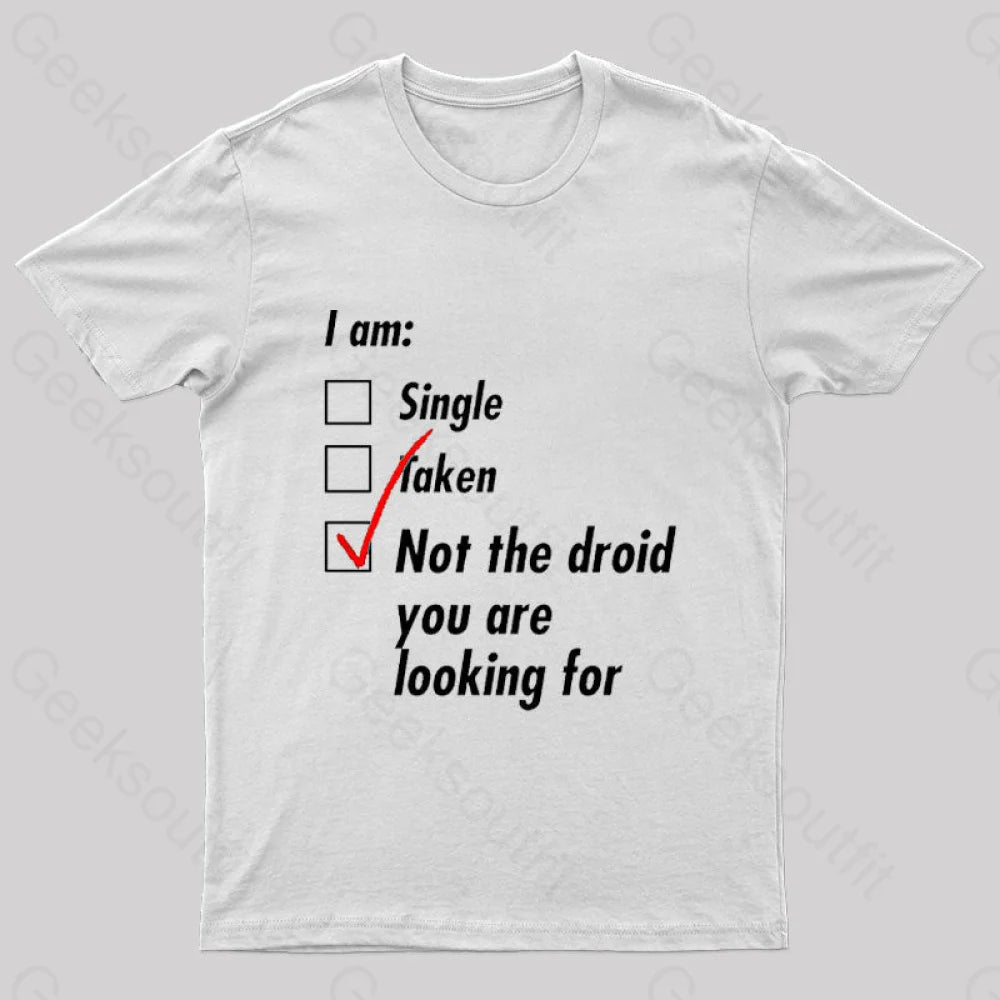 Single Taken Droid Nerd T-Shirt White / S