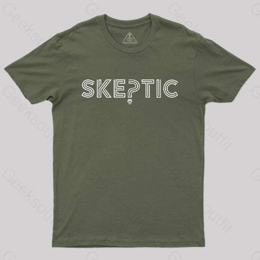 Skeptic Cool Graphic T-Shirt Army Green / S