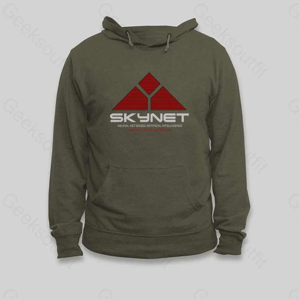 Skynet-Neural Net Based Artificial Intelligence Hoodie Army Green / S