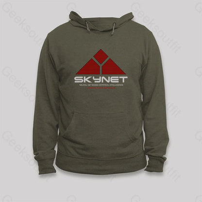 Skynet-Neural Net Based Artificial Intelligence Hoodie Army Green / S