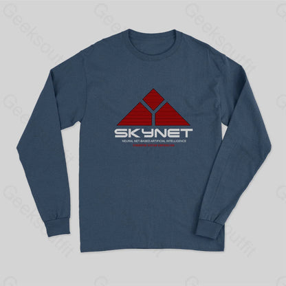 Skynet-Neural Net Based Artificial Intelligence Long Sleeve T-Shirt Navy / S