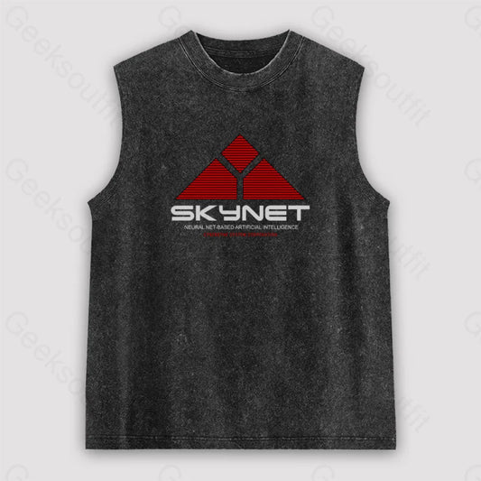 Skynet Neural Net Based Artificial Intelligence Unisex Washed Tank Black / S