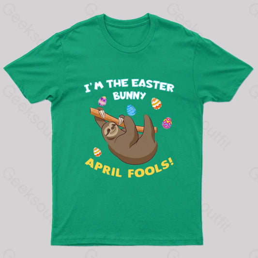 Sloth April Fools Day Geek T-Shirt Green / S