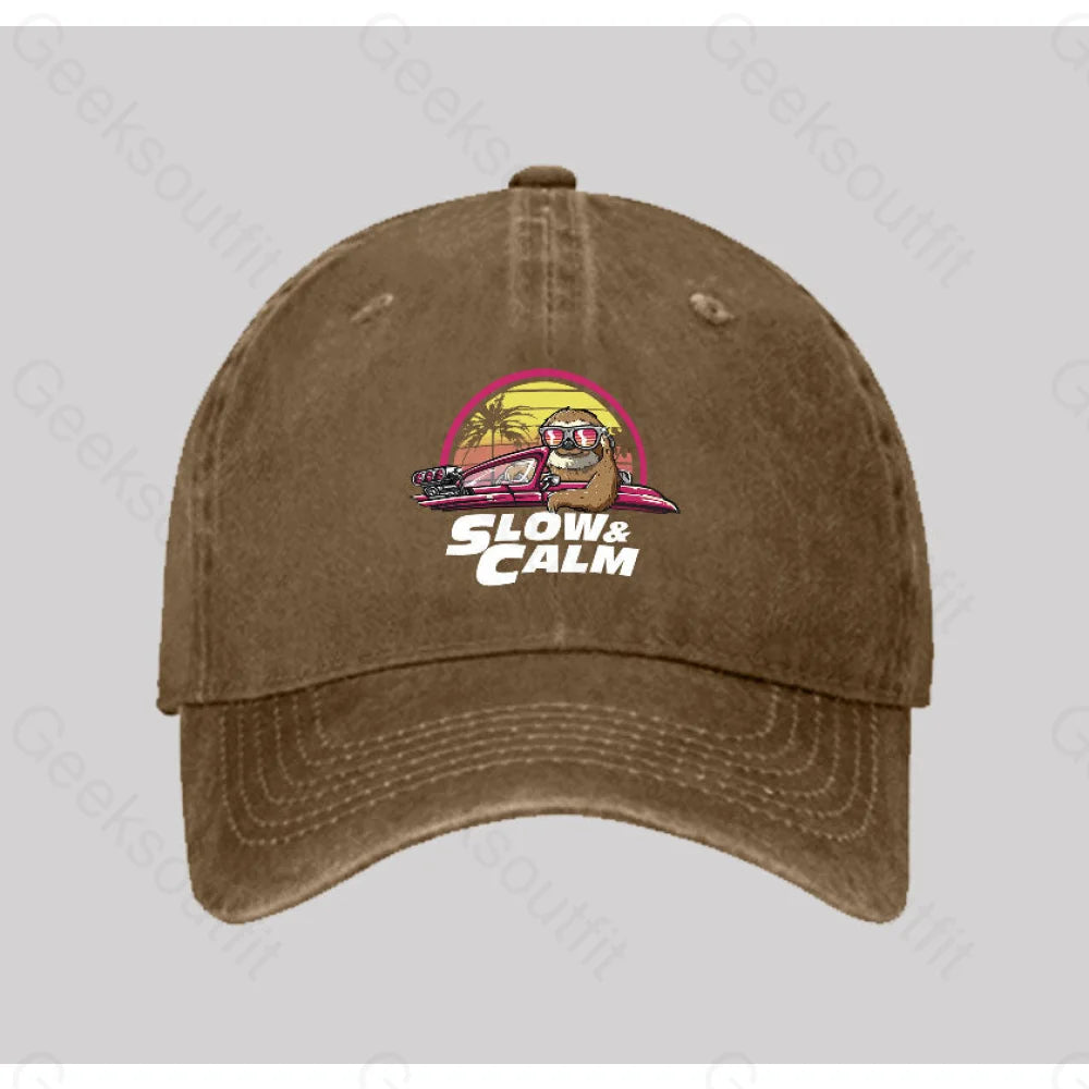 Slow And Calm Washed Vintage Baseball Cap Natural