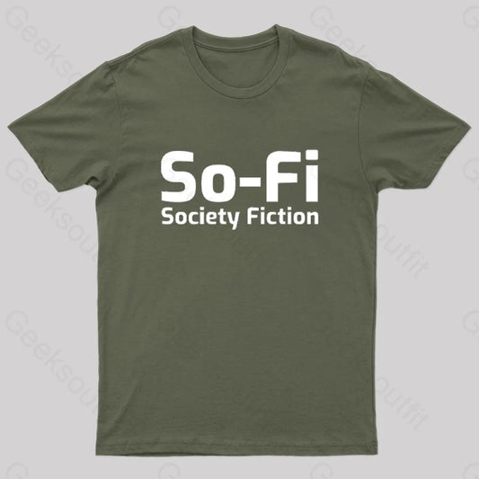 So-Fi Society Fiction Fitted Geek T-Shirt Army Green / S