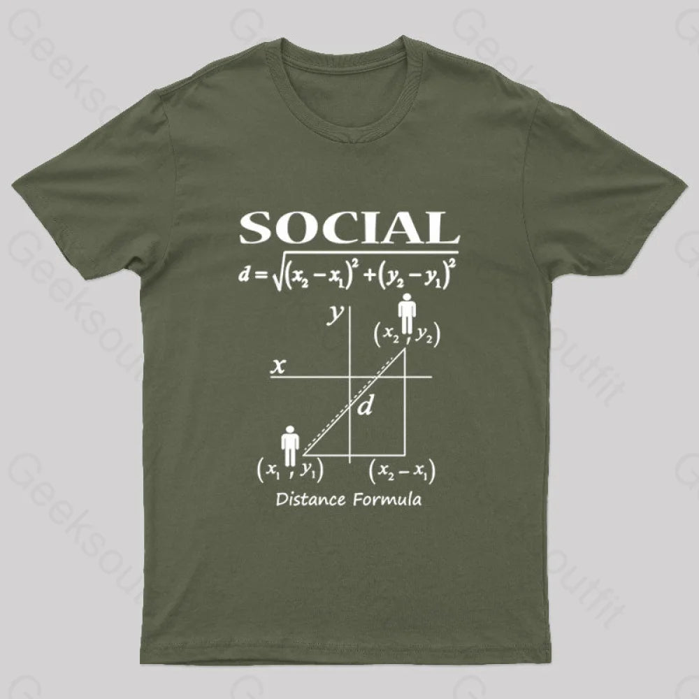 Social Distancing Math Formula Nerd T-Shirt Army Green / S