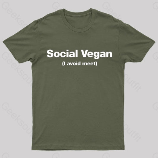 Social Vegan Geek T-Shirt Army Green / M