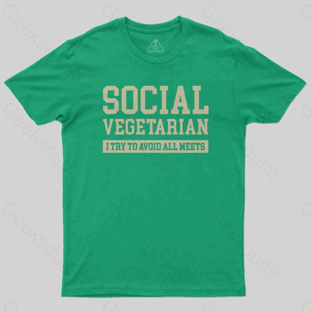 Social Vegetarian Nerd T-Shirt Green / S