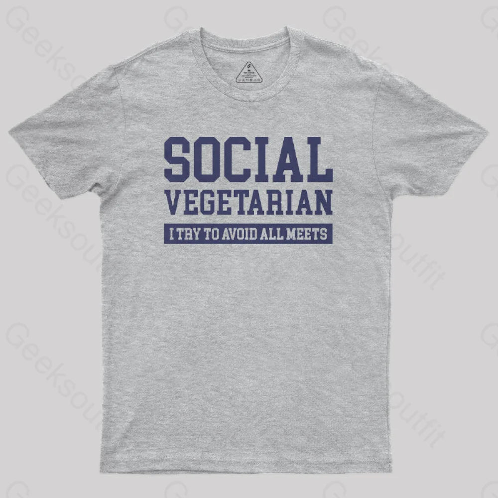 Social Vegetarian Nerd T-Shirt Grey / S