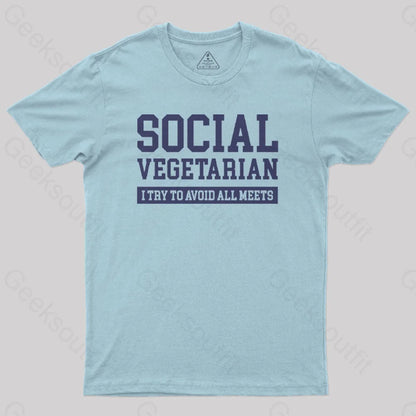 Social Vegetarian Nerd T-Shirt Light Blue / S