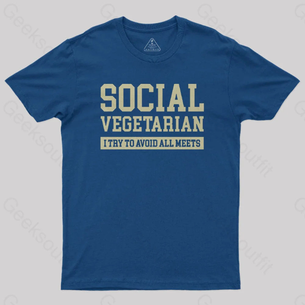 Social Vegetarian Nerd T-Shirt Navy / S