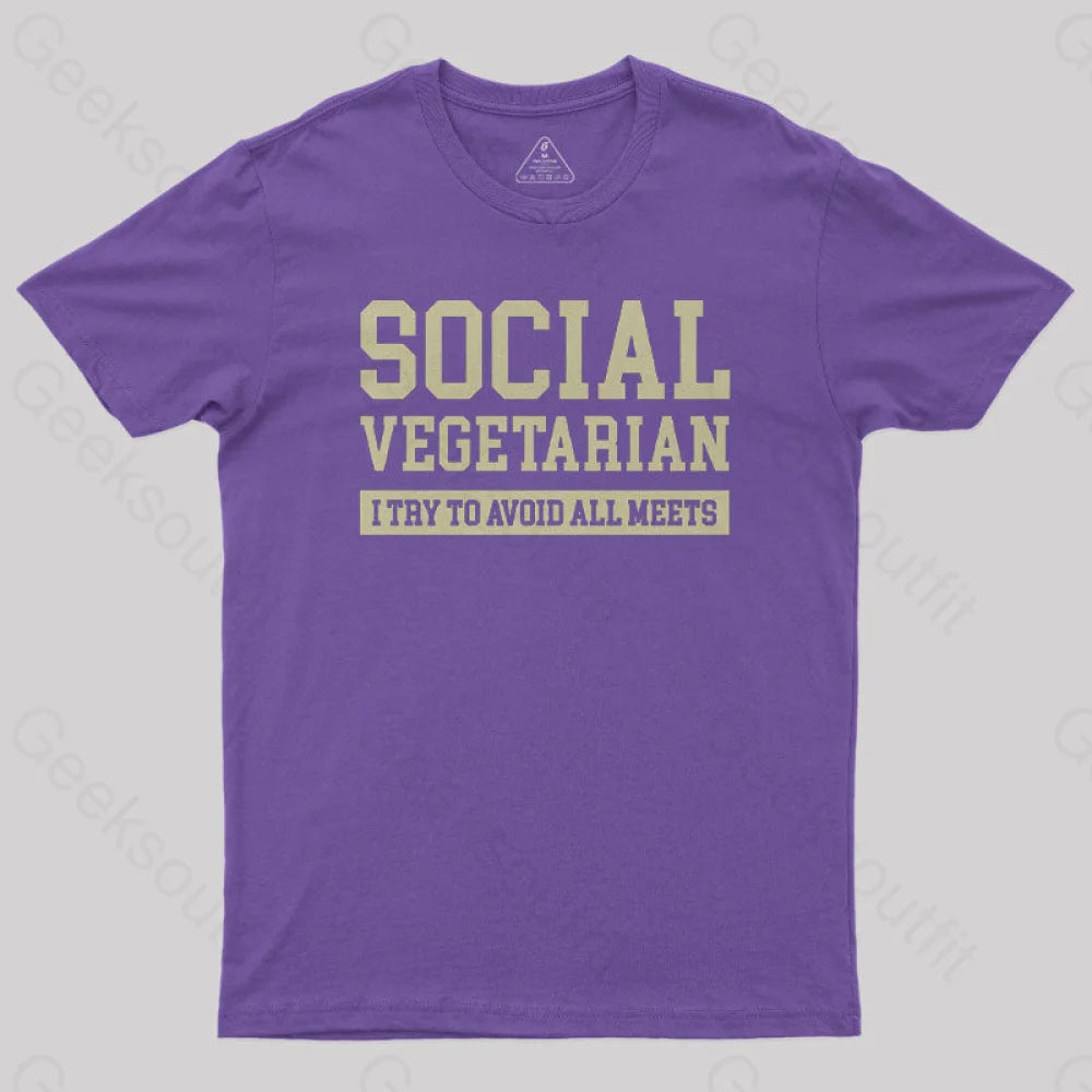 Social Vegetarian Nerd T-Shirt Purple / S