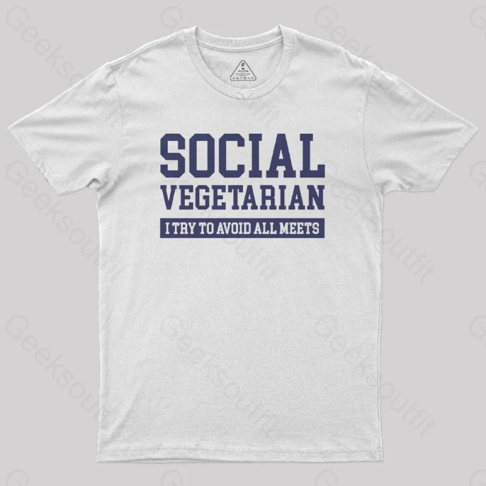 Social Vegetarian Nerd T-Shirt White / S