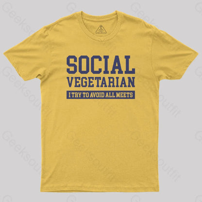 Social Vegetarian Nerd T-Shirt Yellow / S