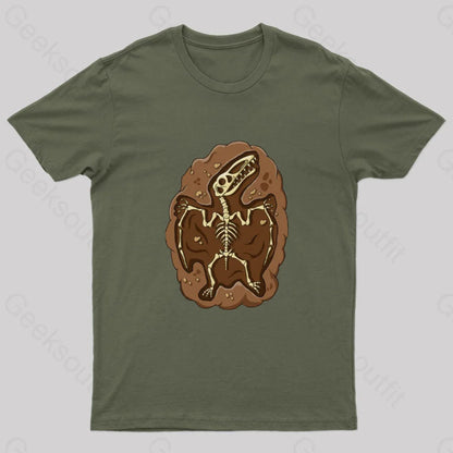 Soil Layer Dinosaur Skeleton Geek T-Shirt Army Green / S