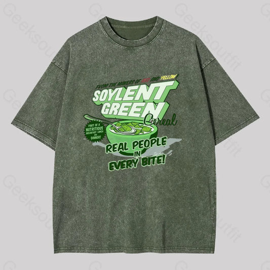 Soylent Green Cereal Washed T-Shirt Army / S