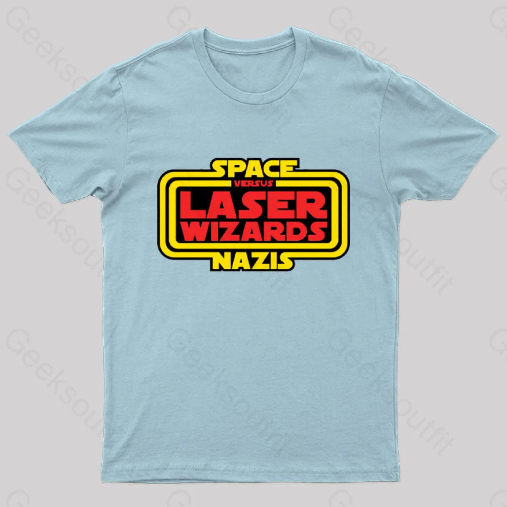 Space Nazis Vs Laser Wizards Nerd T-Shirt Light Blue / S