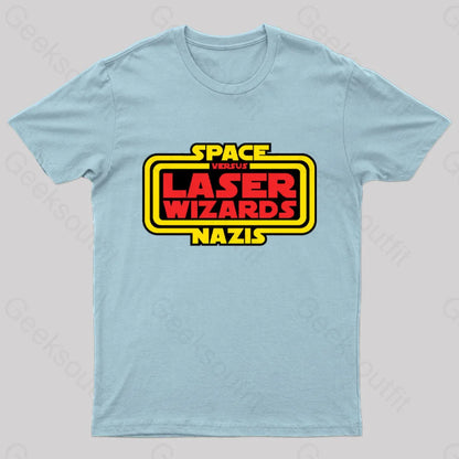 Space Nazis Vs Laser Wizards Nerd T-Shirt Light Blue / S