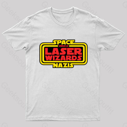 Space Nazis Vs Laser Wizards Nerd T-Shirt White / S