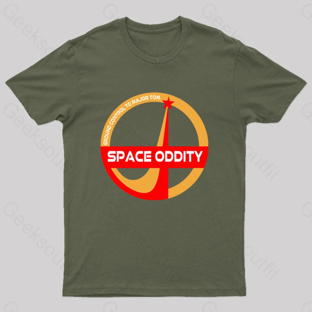 Space Oddity David Bowie Geeks T-Shirt Army Green / S Yc