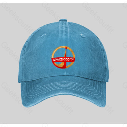 Space Oddity David Bowie Washed Vintage Baseball Cap Blue