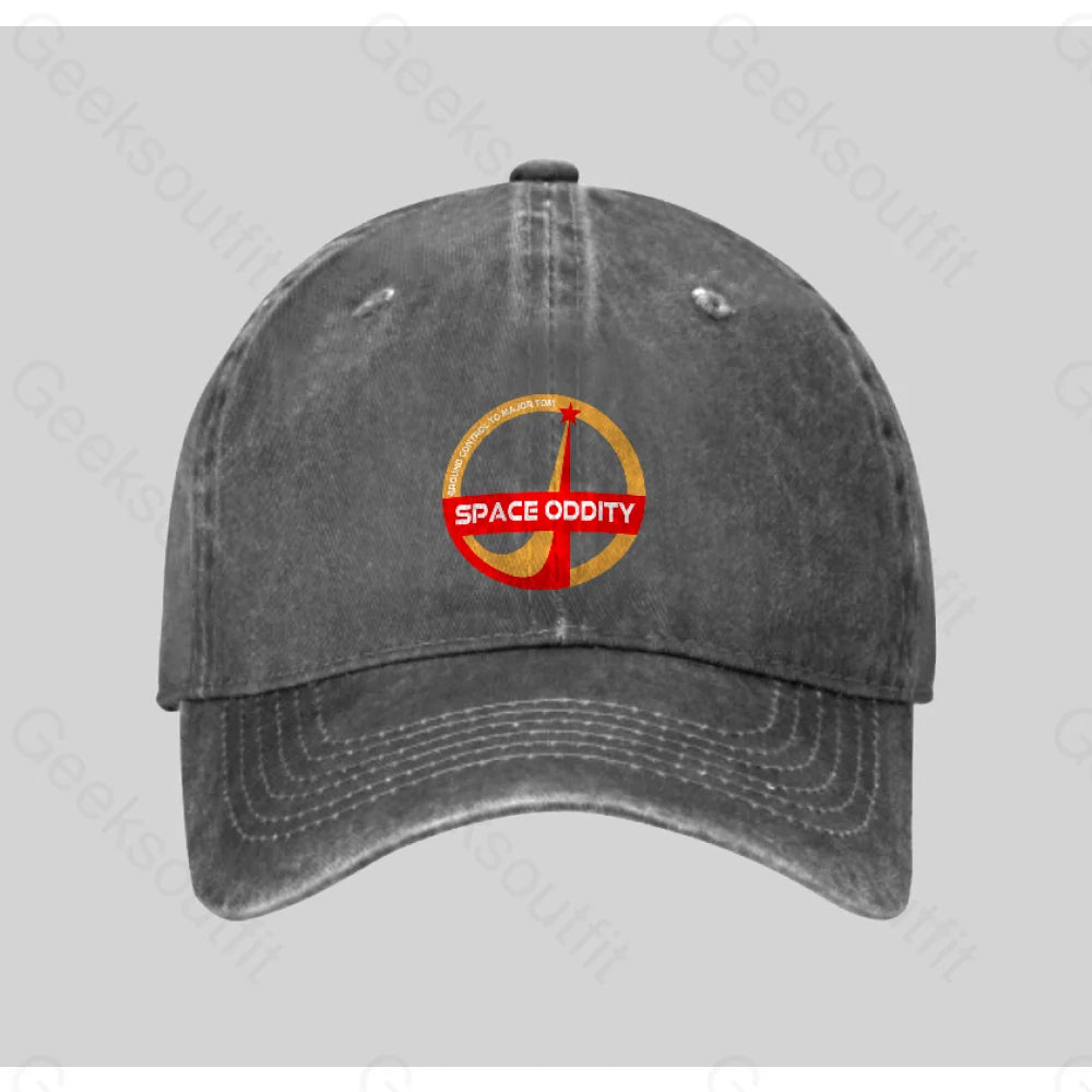 Space Oddity David Bowie Washed Vintage Baseball Cap Grey