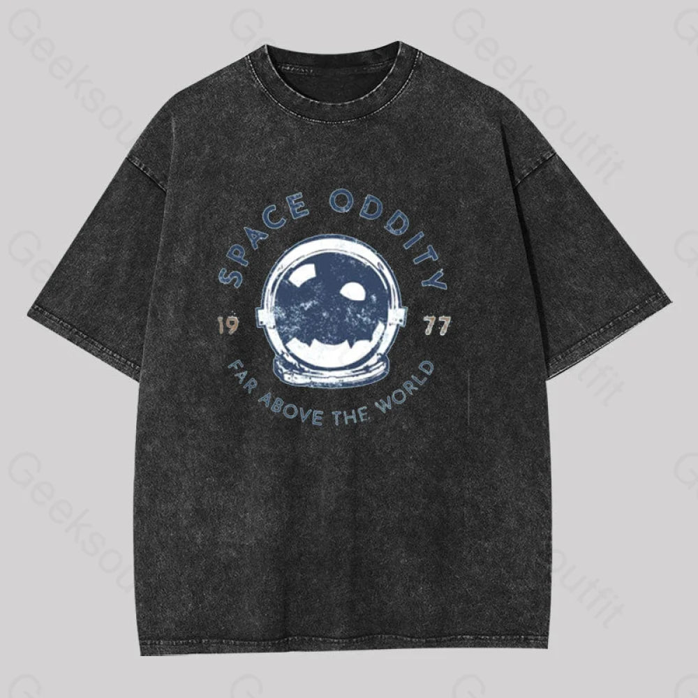 Space Oddity Rock Washed T-Shirt Black / S