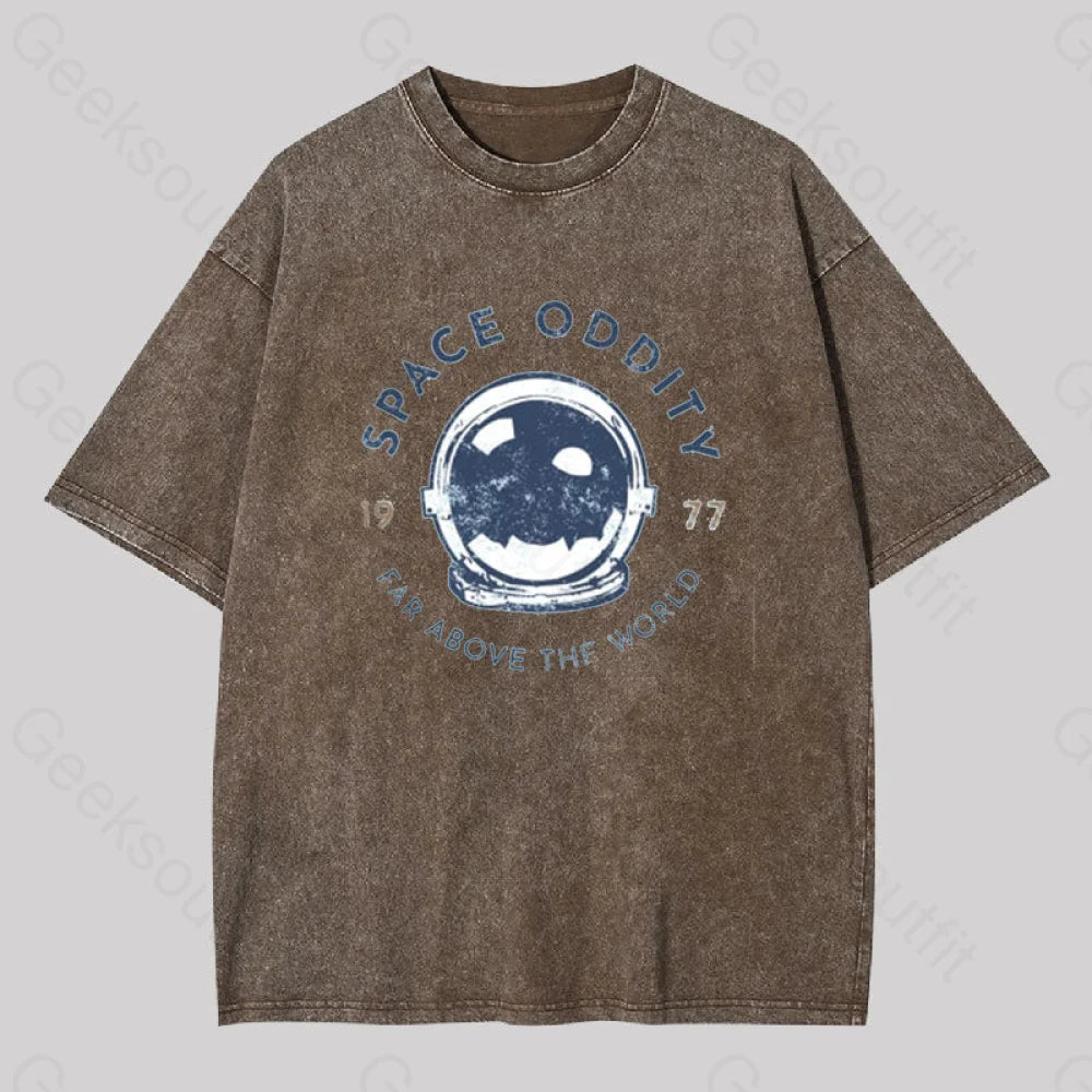 Space Oddity Rock Washed T-Shirt Coffee / S