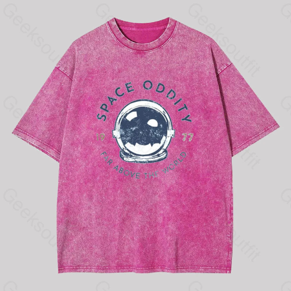 Space Oddity Rock Washed T-Shirt Rose Red / S