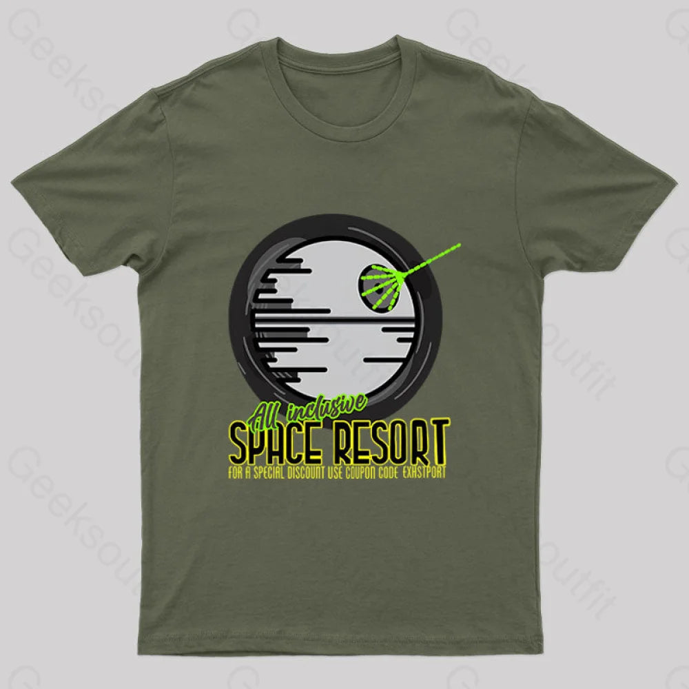 Space Resort Nerd T-Shirt Army Green / S