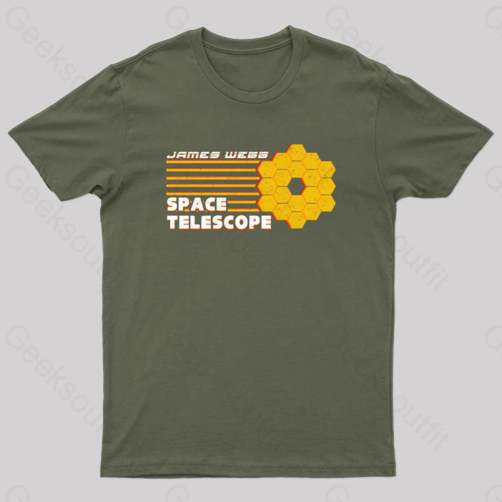 Space Telescope Geek T-Shirt Army Green / S Yc