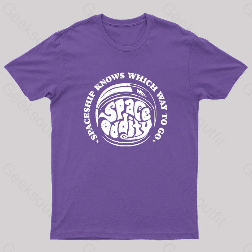 Spaceship Knows Which Way To Go T-Shirt Purple / S