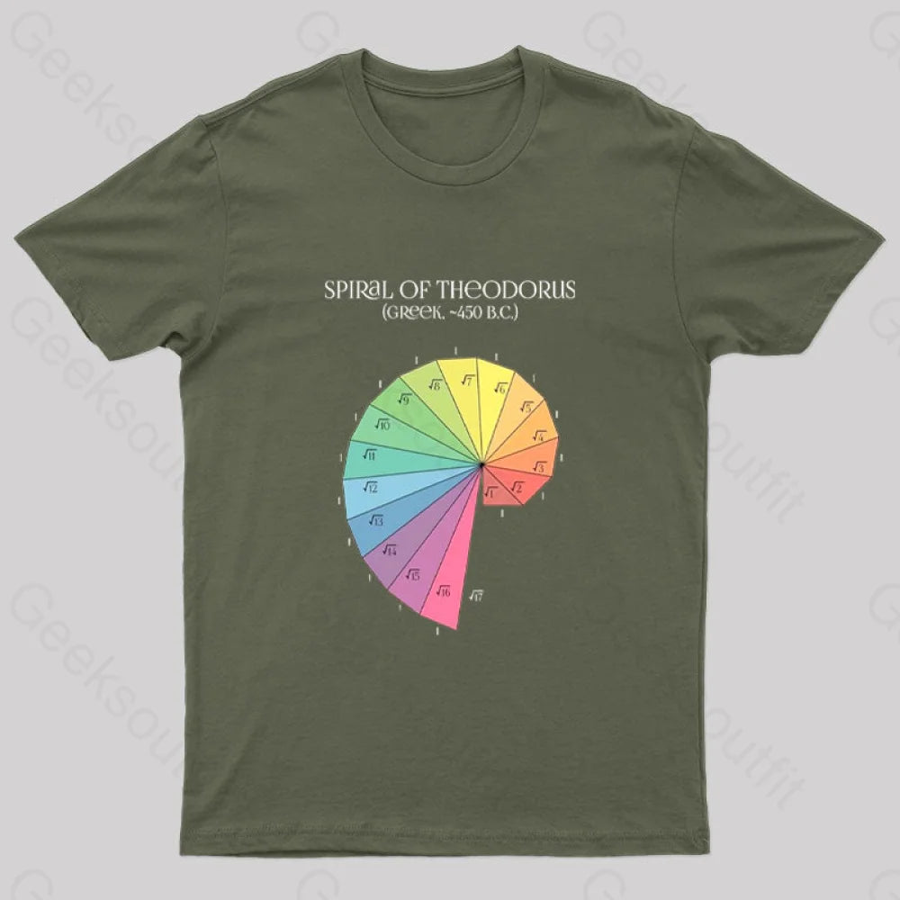 Spiral Of Theodorus Geek T-Shirt Army Green / S