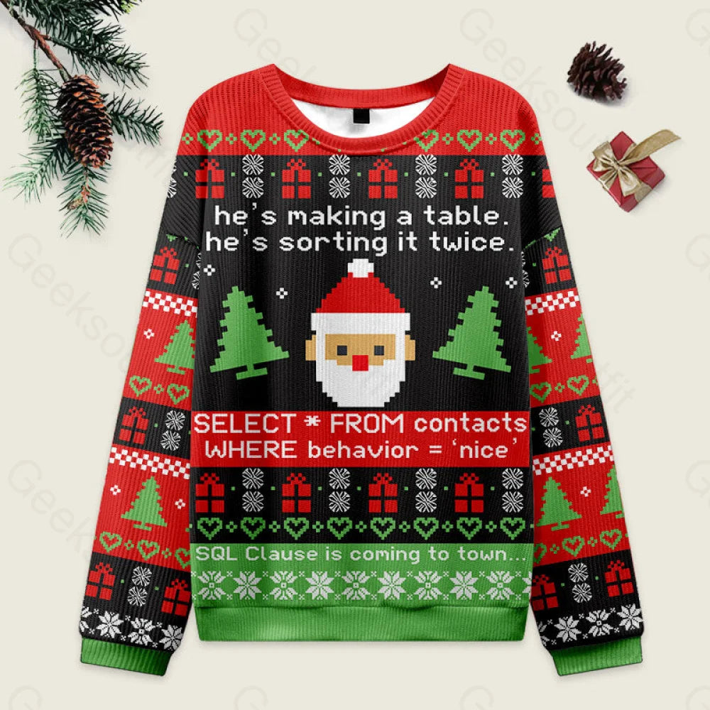 Sql Clause Is Coming To Town Ugly Christmas Sweater Men’s Style-S