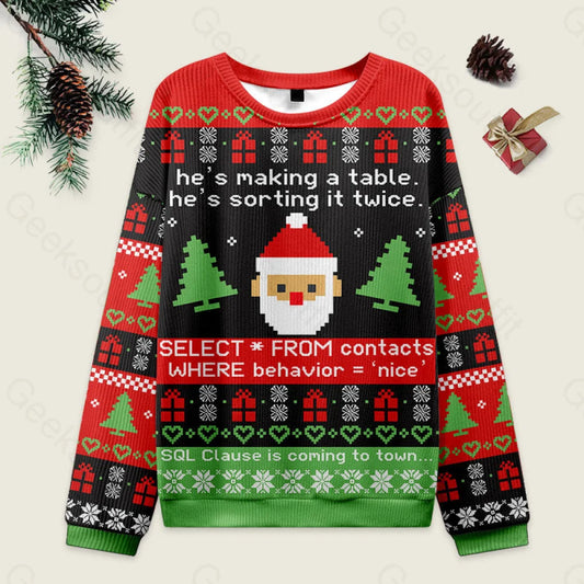 Sql Clause Is Coming To Town Ugly Christmas Sweater Men’s Style-S