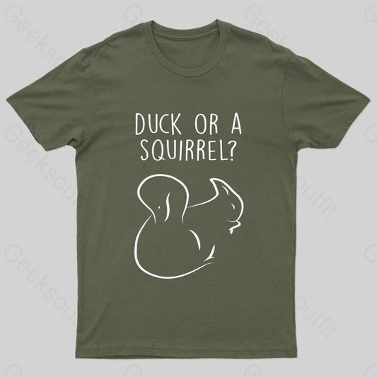 Squirrel Or Duck Nerd T-Shirt Army Green / S