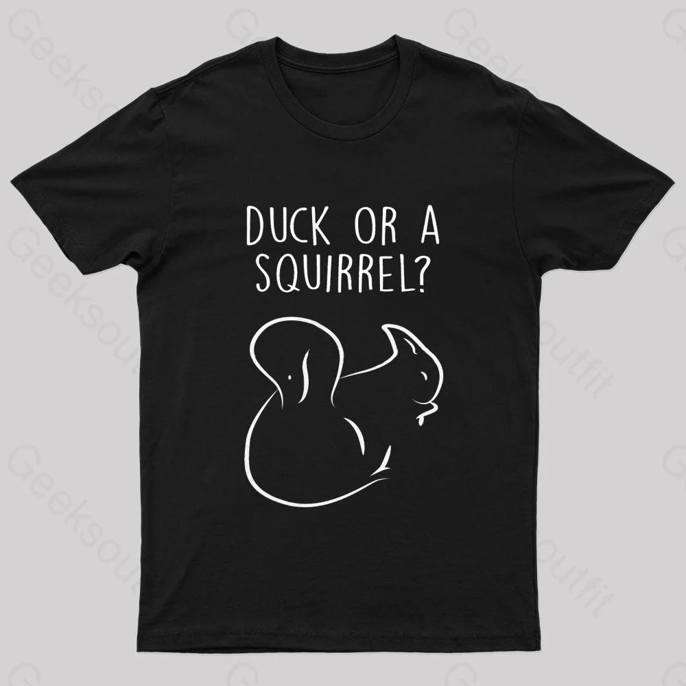 Squirrel Or Duck Nerd T-Shirt Black / S