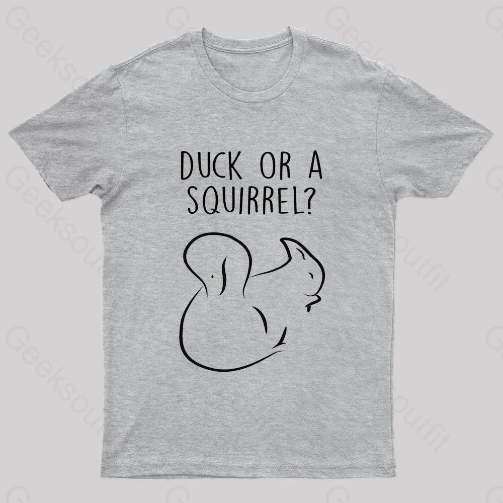 Squirrel Or Duck Nerd T-Shirt Grey / S